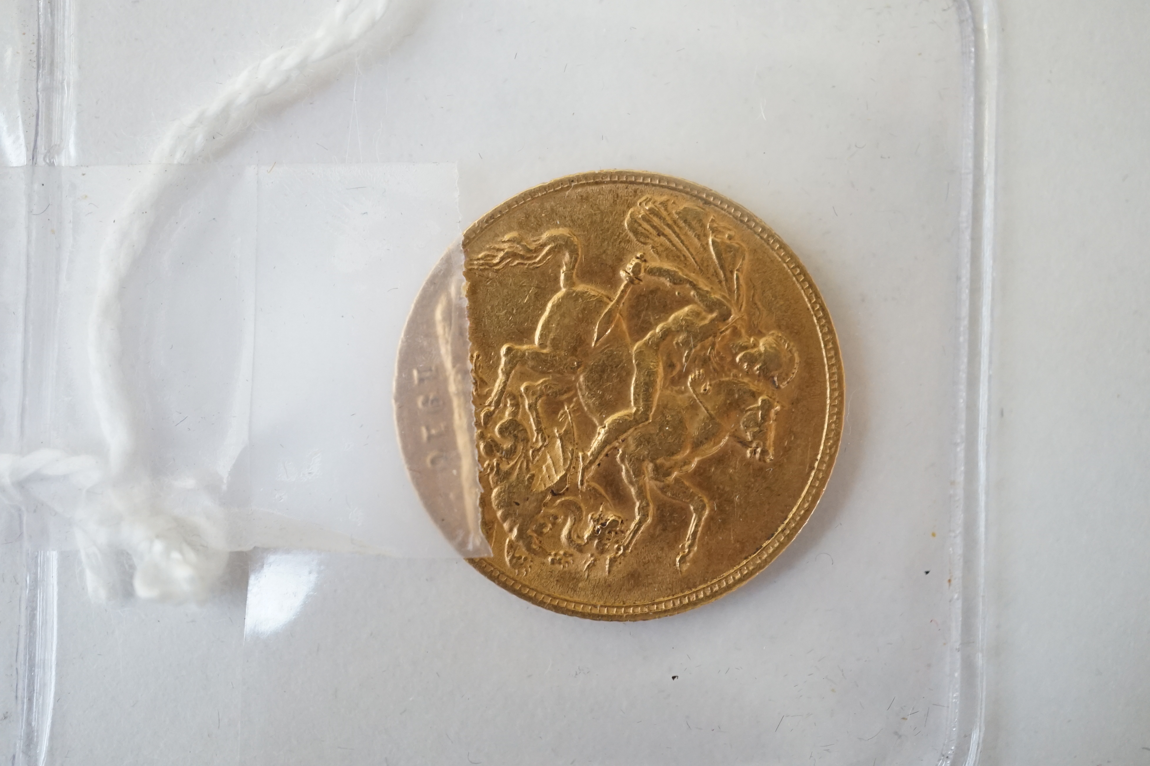 British gold coins, Edward VII, sovereign, 1910, VF, and Victoria half sovereign, 1897, veiled head, later suspension mount